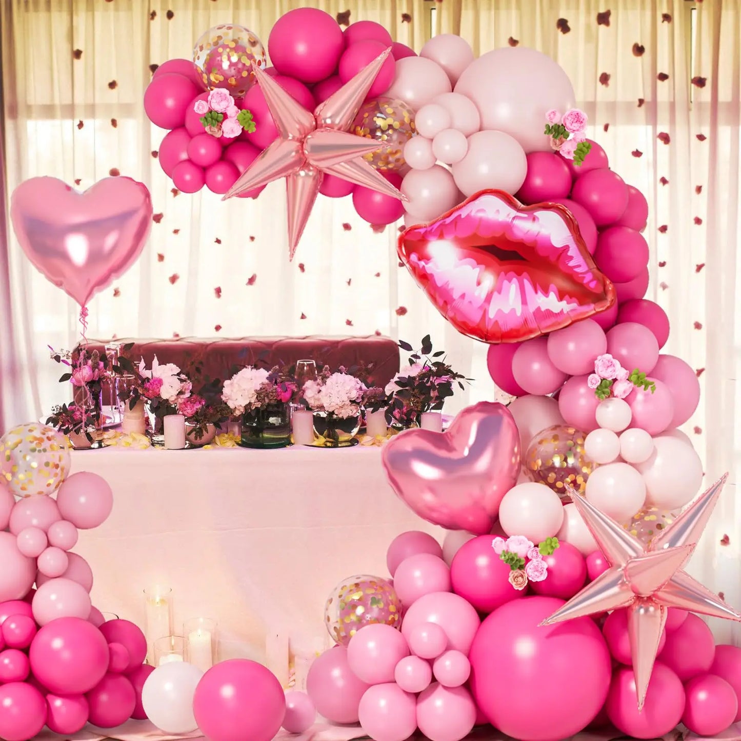 130pcs Rose Red Pink Balloon Garland Arch Kit Wedding Birthday Party Decoration Valentine's Day Baby Shower Decor Globos
