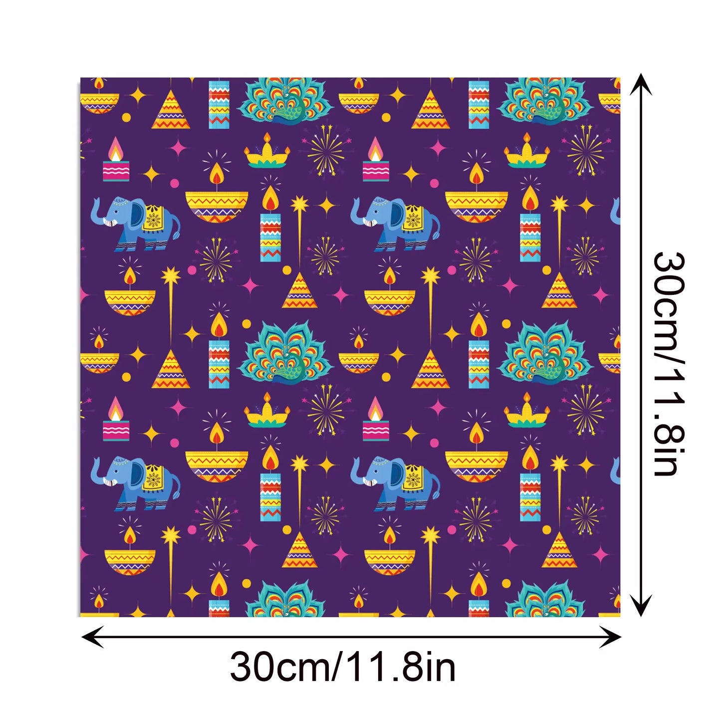 24pcs Indian Diwali DIY Craft Paper Party Gifts Decorative Packing Craft Wrapping Papers 30*30cm