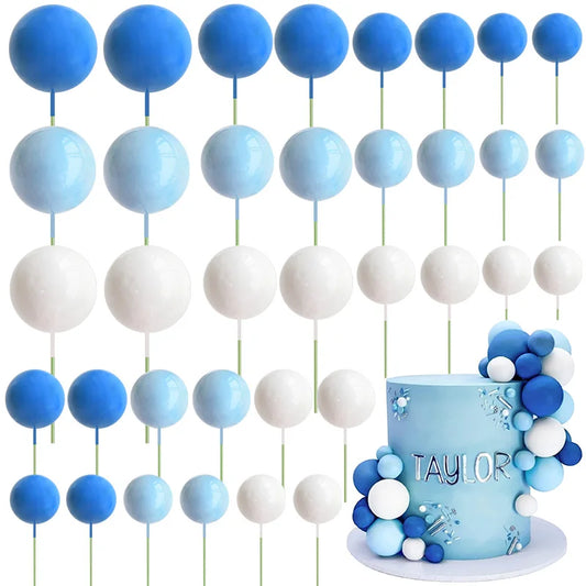 20pcs Colorful Balls Cake Topper Mini Balloons Cupcake Insert Sticks for Wedding Birthday Party Cake DIY Decoration Baby Shower