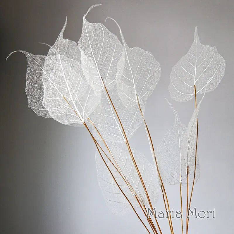 Home Decoration Lucency Leaves Natural Leaf Vein Immortal Artificial Flowers Wedding Table Decoration Wire Stem