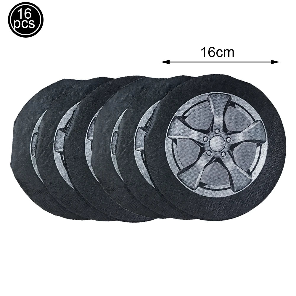 Tire Napkins Race Car Napkin Wheel Paper Napkin Car Party Decor Race Car Party Supplies for Birthday Baby Shower Birthday Party
