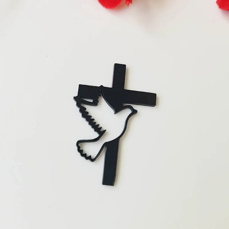 30pcs Acrylic Baptism Cross Dove Favor First Holy Communion Mirror Cross Baptism Candle Cross Decorations