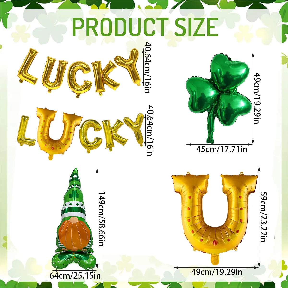 St Patricks Day Lucky Clover Foil Balloons Horseshoe Beer Cup Shape Decor Irish Festival Elf Balloon Home Party Supplies