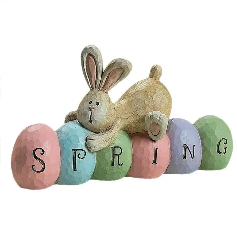 Spring Easter Bunny Rabbit Wooden Ornaments DIY Crafts Kids Toy Gift Happy Easter Decoration 2025 Party Home Desktop Decorations