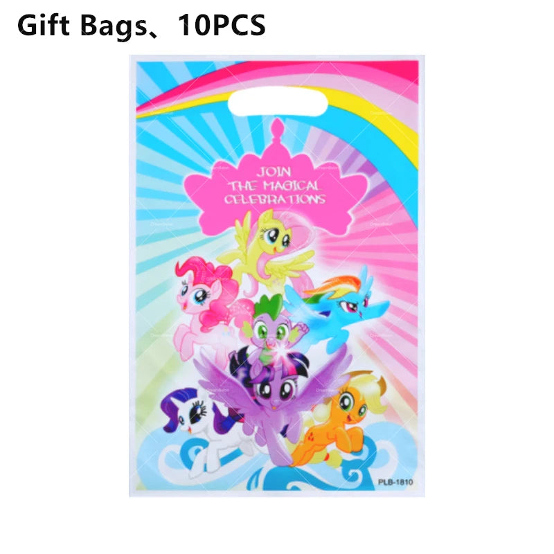 My Little Pony Foil Latex Balloon Happy Birthday Party Decoration Banner Cake Topper Kid Event Supplies Backdrop Disposable Toys