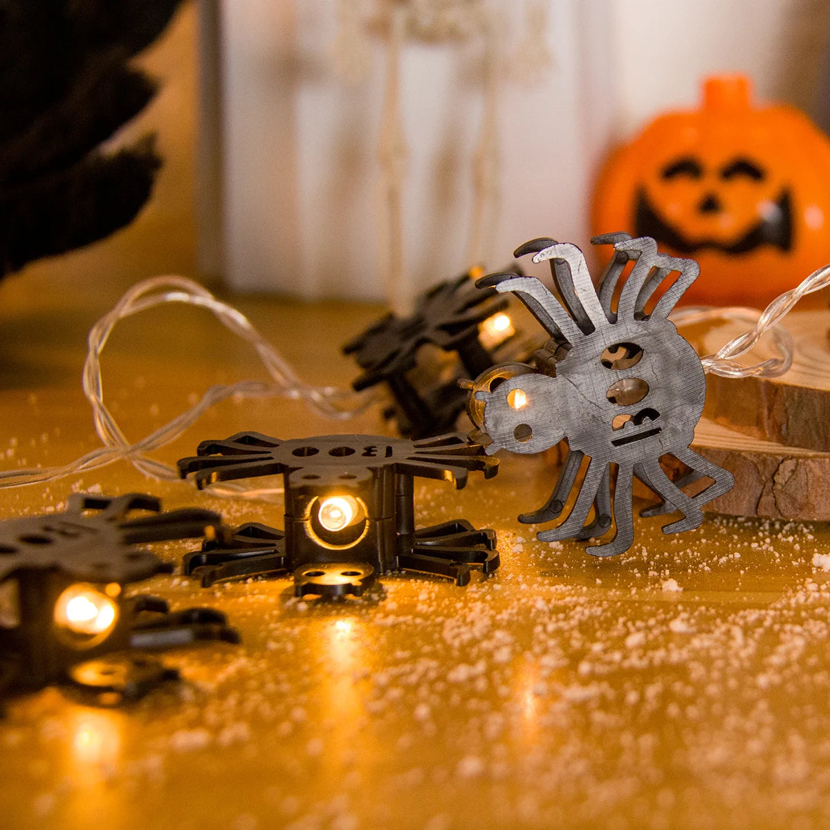 1.5m 10LED Halloween Crow Spider Bat LED String Lights Halloween Party Decorations Home Bar Light Supplies Haunted House Props