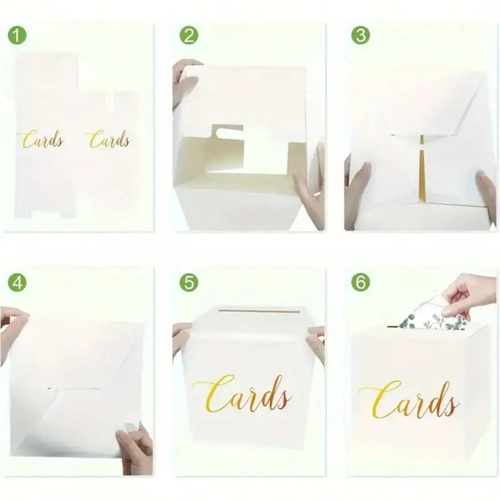 1set White Card Boxes Wedding Voting Game Box Wedding Reception Envelope Money Card Receiving Box Decor Supplies Accessories