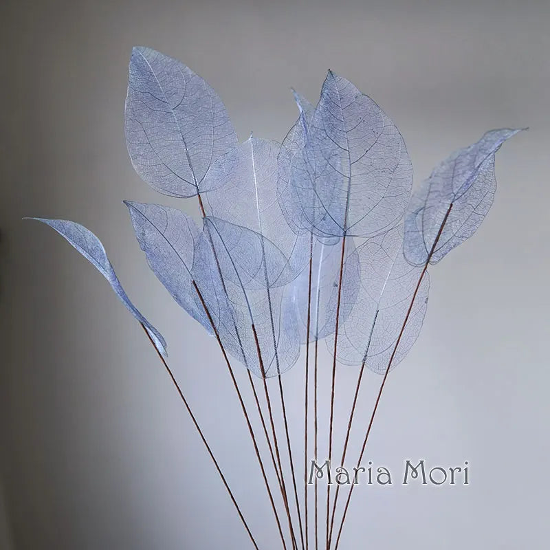 Home Decoration Lucency Leaves Natural Leaf Vein Immortal Artificial Flowers Wedding Table Decoration Wire Stem