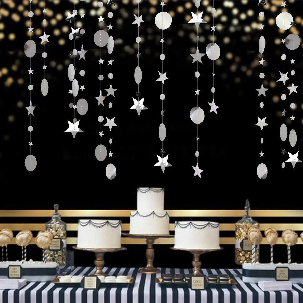 4M Glitter Champagne Gold Paper Banner Garland Happy Birthday Decoration for Adult Kids Boy Girl Baby Shower Wedding Party Decor
