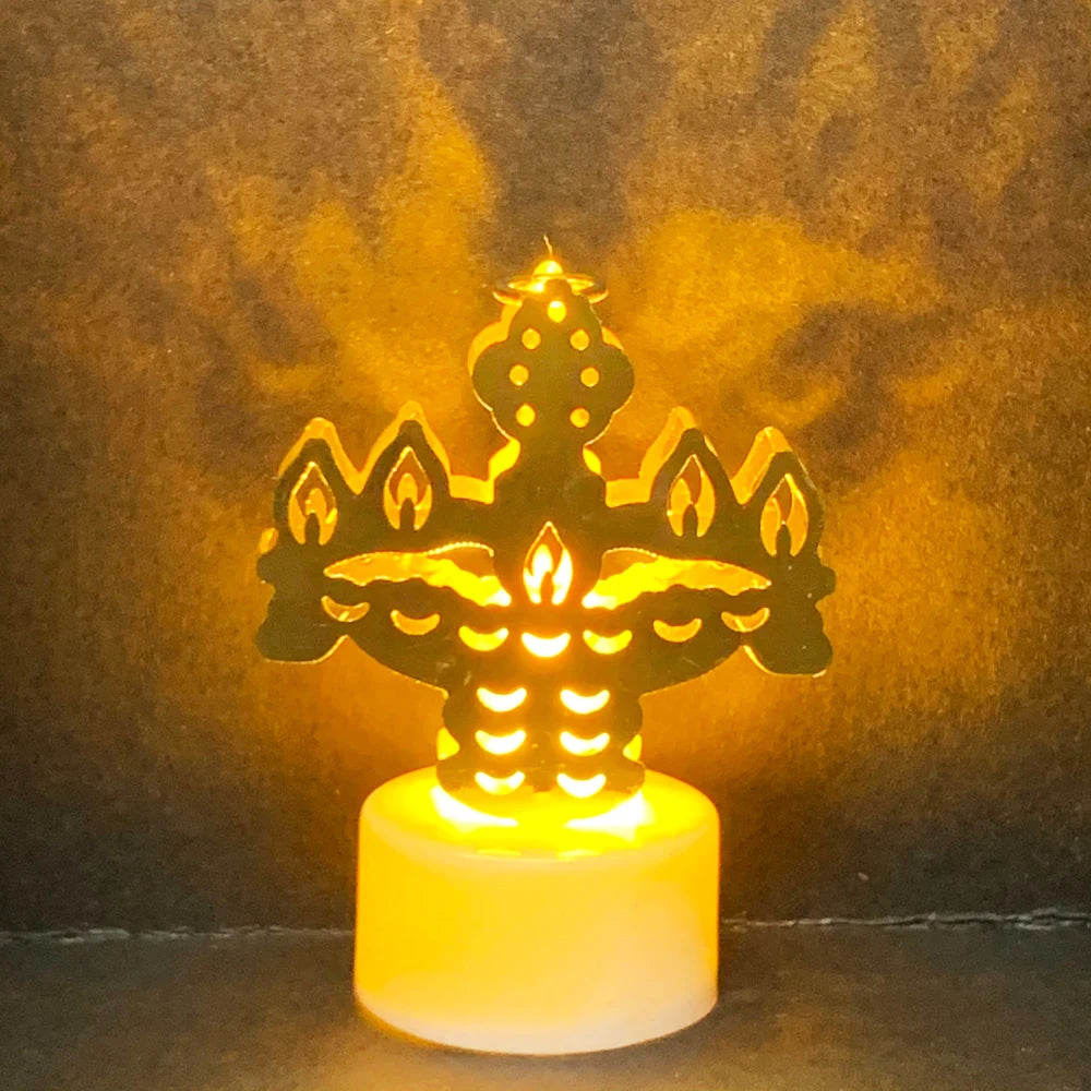 Diwali Diya Decor LED Candle Light, Hindu, Deepavali Festival, Night Light, Battery Powered, Art, 10 Pcs