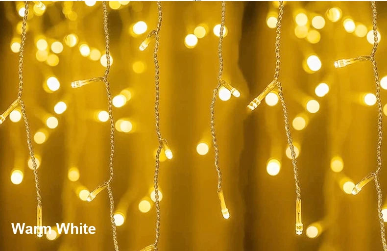Curtain Icicle Light Indoor Outdoor Eaves Decor String Lights Garden Party Yard Christmas Decoration holiday Garlands 5m