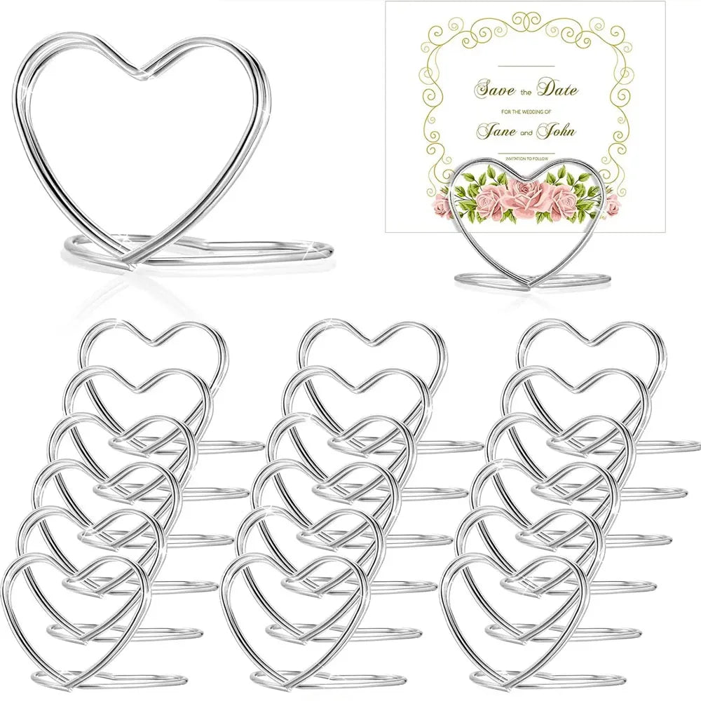 20Pcs Metal Place Card Holders Photo Clip Stands Wedding Table Number Name Sign Stand for Wedding Birthday Party Home Decoration