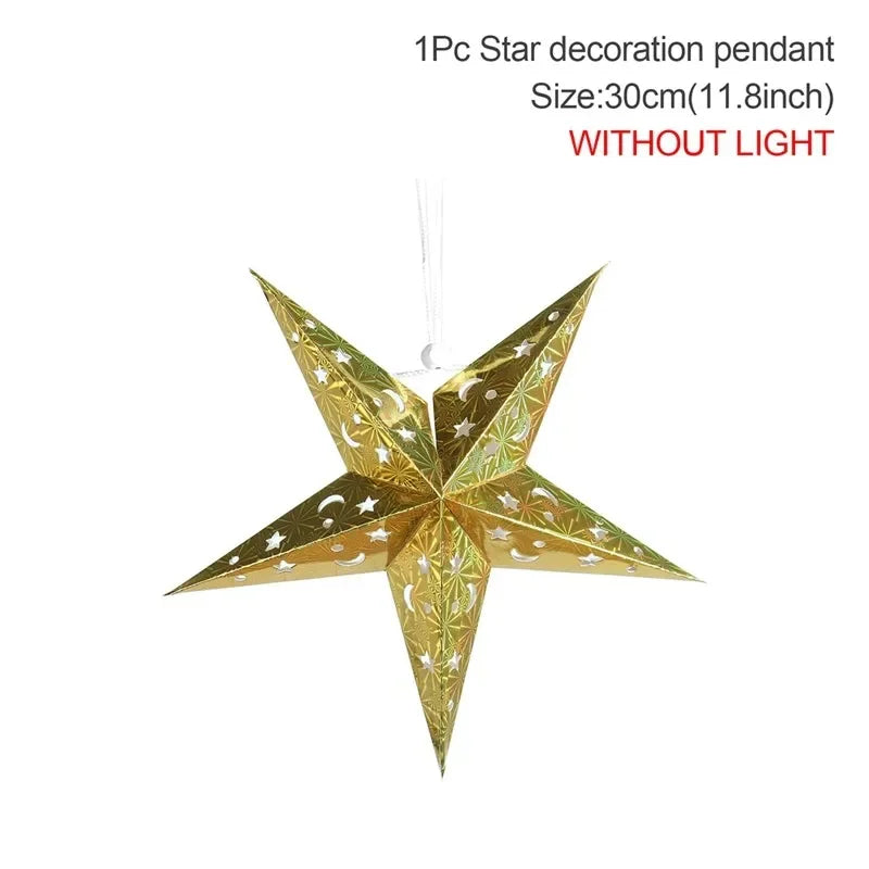 Hollow Star Hanging Pendants Ramadan Decorations 2025 for Home Ramadan Islamic Muslim Party Gifts Eid Mubarak Home Decorations