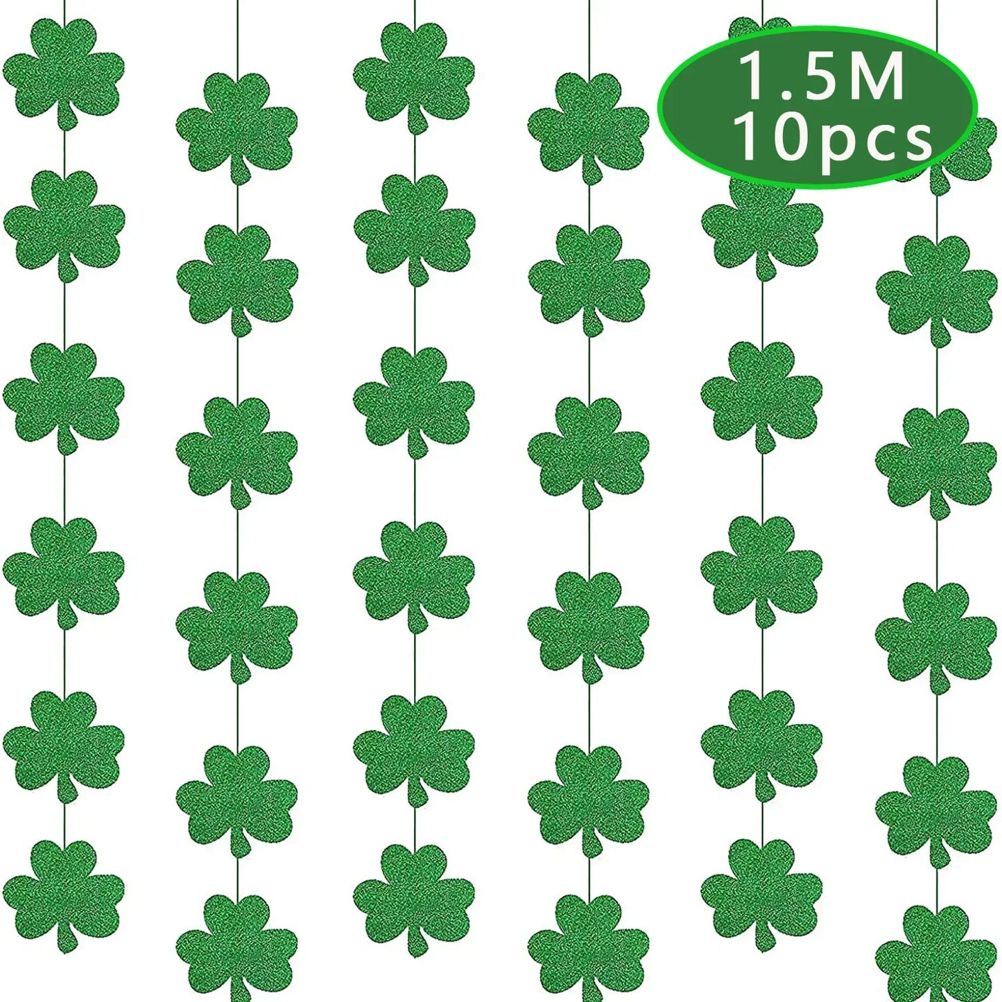 St Patrick's Day Sham-rock LUCKY Banners Garlands Clover Hanging Swirls Photo Props for Home Irish Saint Patrick Party Decor