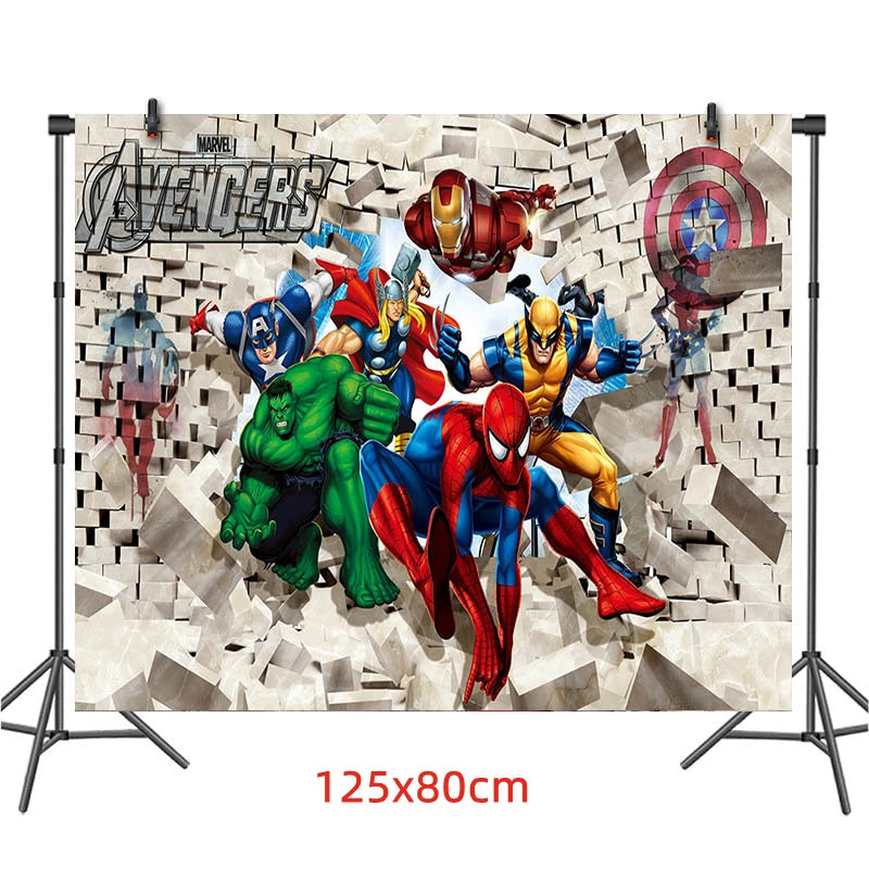 Avengers Superhero Birthday Party Decoration Balloon Cake Plate Paper Cup Box Gift Bag Background Banner 10 People Tableware Set