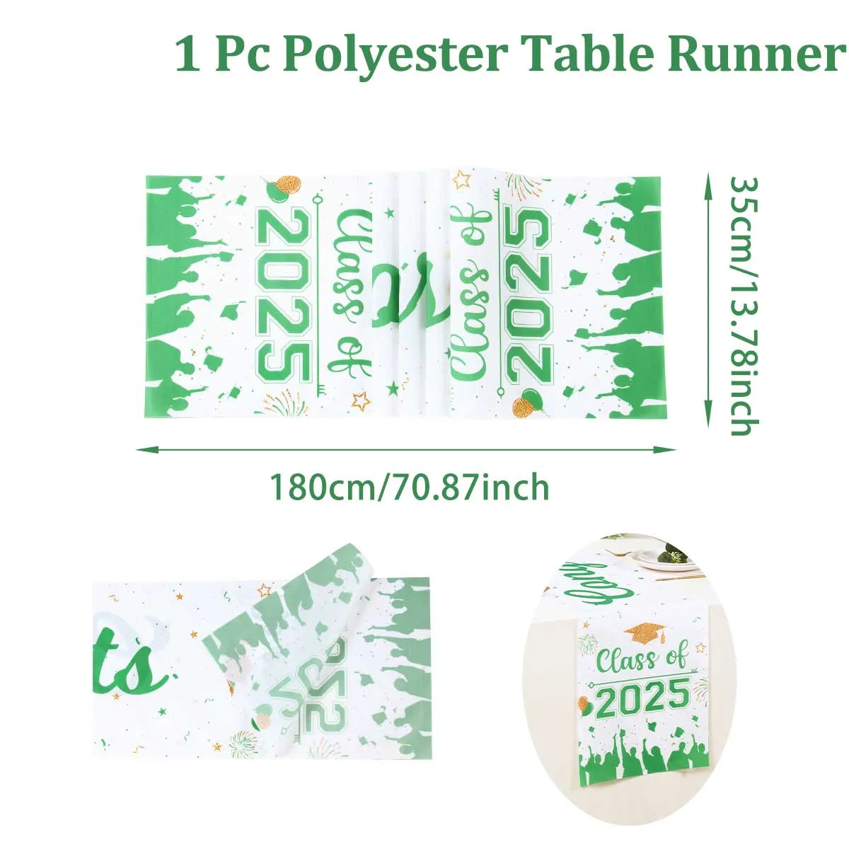 Graduation Table Runner Graduation Decorations 2025 Black Gold Polyester Graduation Table Cloth Prom Grad Party Table Decoration