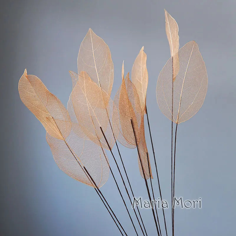 Home Decoration Lucency Leaves Natural Leaf Vein Immortal Artificial Flowers Wedding Table Decoration Wire Stem