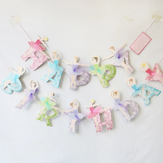 1 Set Ballet Girl Dancing Bunting Banner Ballerina Paper Flag Wedding Hanging Streamer DIY Supplies Party Favors Birthday Decor