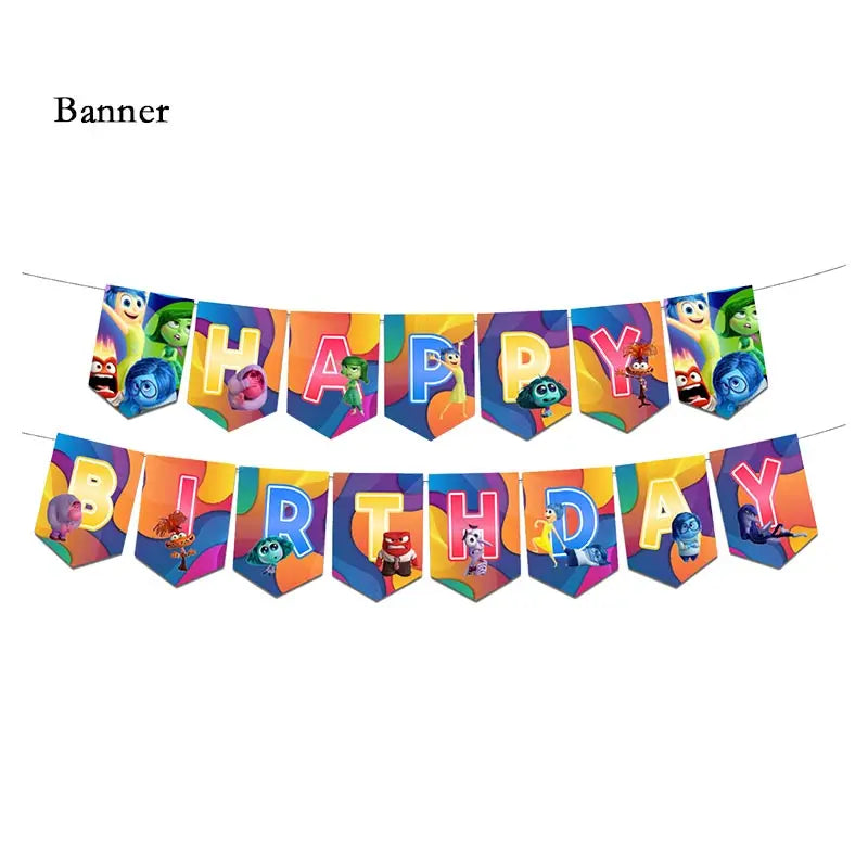 New Disney Inside Out 2 Birthday Decoration Party Disposable Tablewase Cups Plates Balloons Baby Shower Party Supplies For Kids