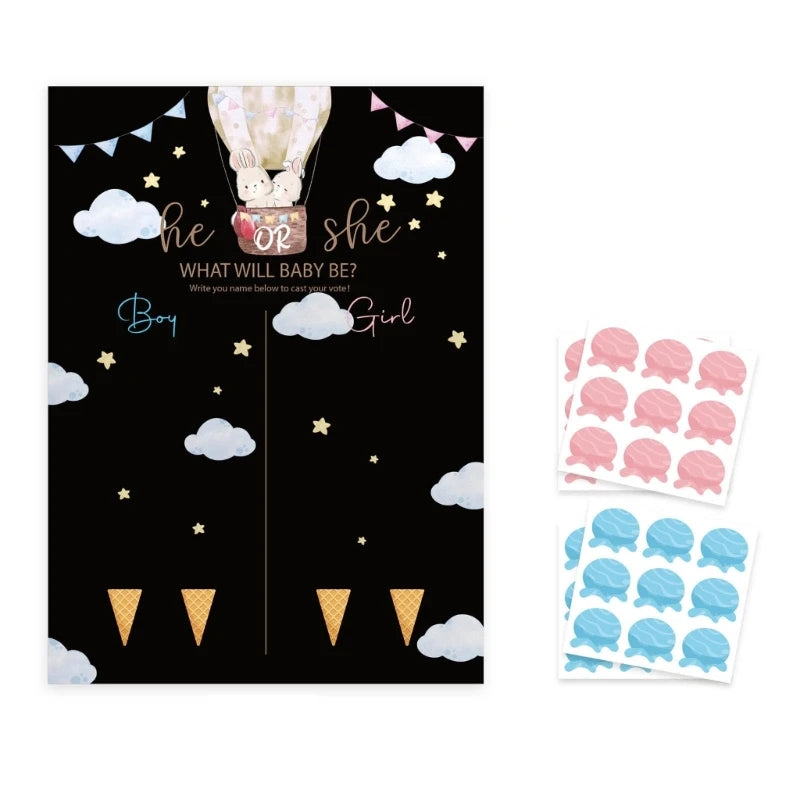 M5TF Gender Reveal Party Baby Gender Reveal Poster with 36pcs Boy and Girl Stickers