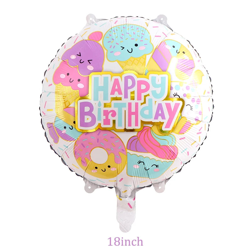 6pcs Ice Cream Candy Cake Dessert Shape Cartoon Helium Balloon Girls Summer Birthday Party Candy Bar Decorations Kids Toy Balls
