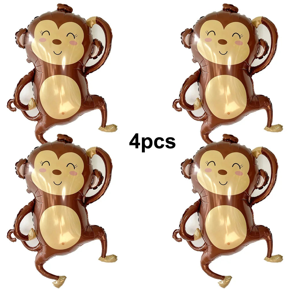 Monkey Party Supplies George Birthday Decorations Monkey Paper Plates Straw for Dinner Monkey Balloon Cake Decor
