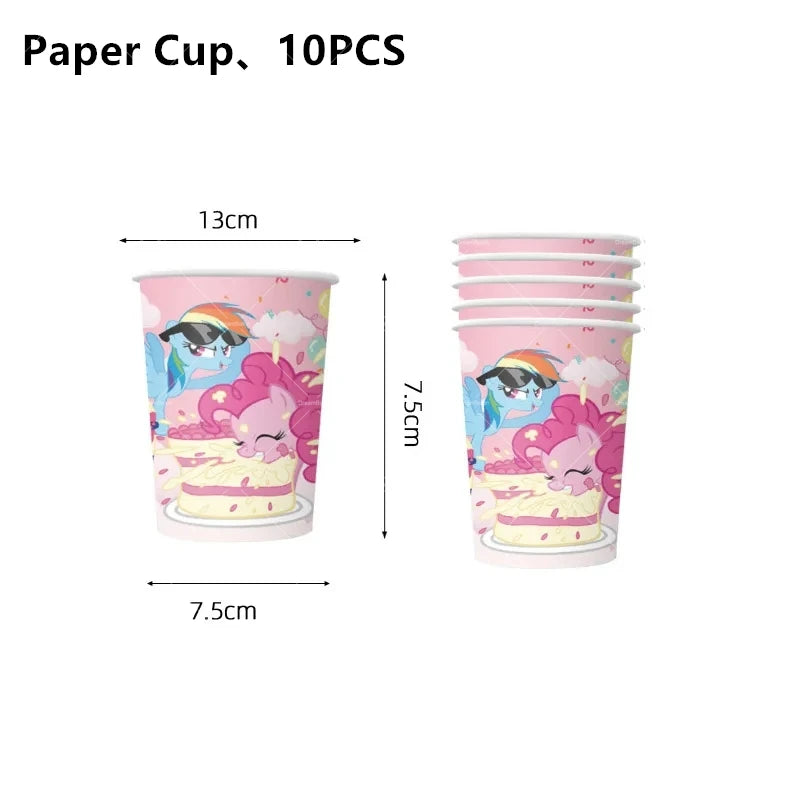 My Little Pony Foil Latex Balloon Happy Birthday Party Decoration Banner Cake Topper Kid Event Supplies Backdrop Disposable Toys