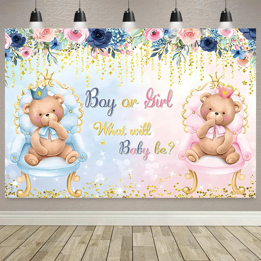 Boy Or Girl Gender Reveal Decorations Blue Or Pink Polka Dot Balloons Party Backdrop Gender Reveal Background Banner Supplies