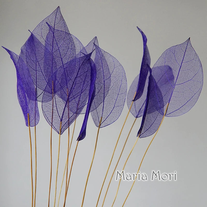Home Decoration Lucency Leaves Natural Leaf Vein Immortal Artificial Flowers Wedding Table Decoration Wire Stem