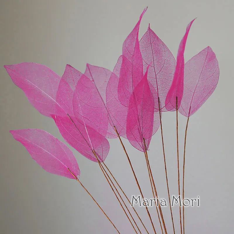 Home Decoration Lucency Leaves Natural Leaf Vein Immortal Artificial Flowers Wedding Table Decoration Wire Stem