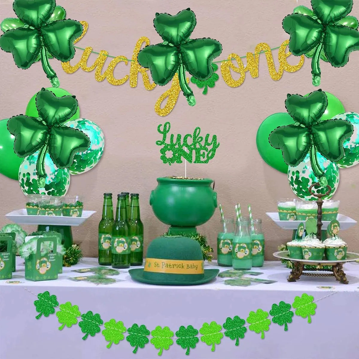 St Patricks Day Lucky Clover Foil Balloons Horseshoe Beer Cup Shape Decor Irish Festival Elf Balloon Home Party Supplies