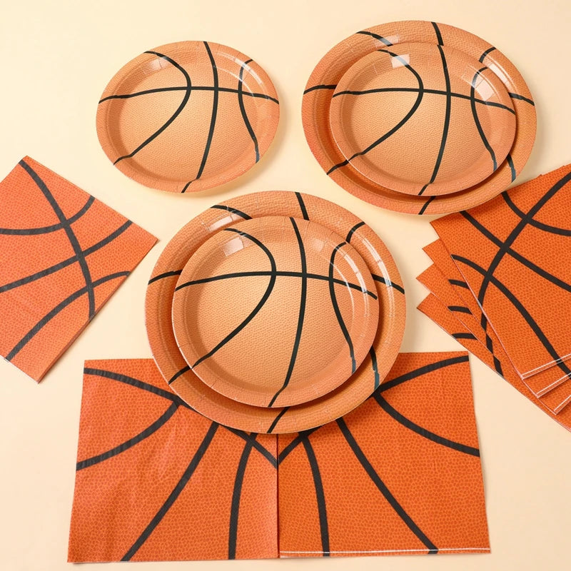 Basketball Birthday Decoration Disposable Tableware Basketball Party Paper Plates Napkins Basketball Birthday Baby Shower Decor