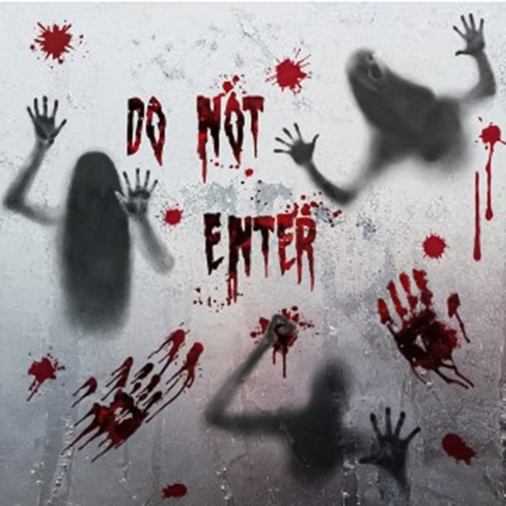 Removable Halloween Wall Stickers Horror Blood Fingerprints Window Stickers For Halloween Party Home Bar Floor Wall Decal