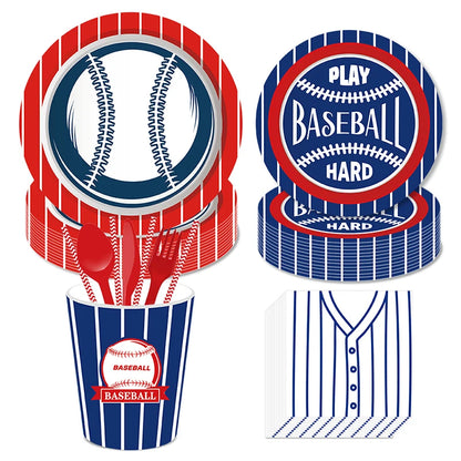 Boys Sports Baseball Ball Game Birthday Party Disposable Tableware Sets Tablecloth Banner Balloon Baby Shower Party Deocorations