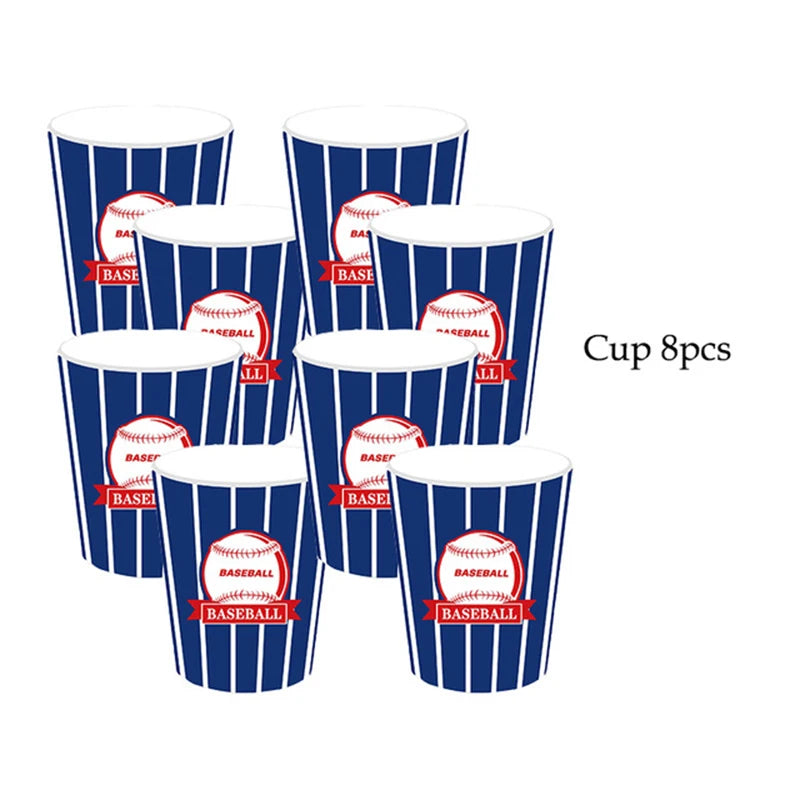 Boys Sports Baseball Ball Game Birthday Party Disposable Tableware Sets Tablecloth Banner Balloon Baby Shower Party Deocorations