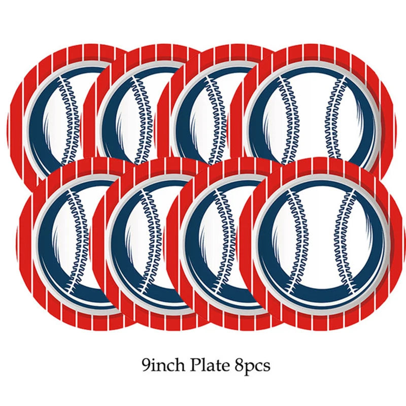 Boys Sports Baseball Ball Game Birthday Party Disposable Tableware Sets Tablecloth Banner Balloon Baby Shower Party Deocorations