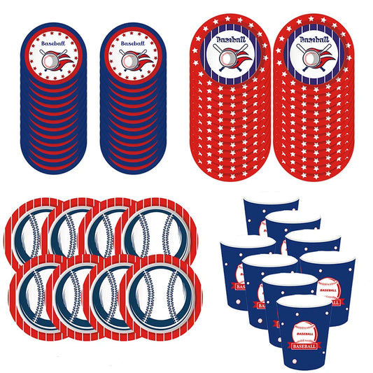 Boys Sports Baseball Ball Game Birthday Party Disposable Tableware Sets Tablecloth Banner Balloon Baby Shower Party Deocorations