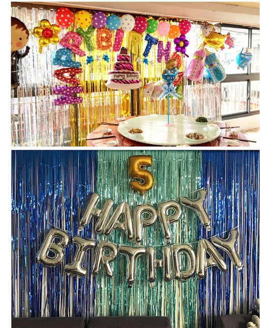 Valentine's Day Backdrop Curtains Glitter Gold Tinsel Fringe Foil Curtain Birthday Wedding Decoration Adult Anniversary Decor