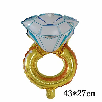 Big Gold Diamond Ring Foil Balloons Rose Gold Bride to Be Balloon Bridal Shower Wedding Engagement Valentine's Day Decoration