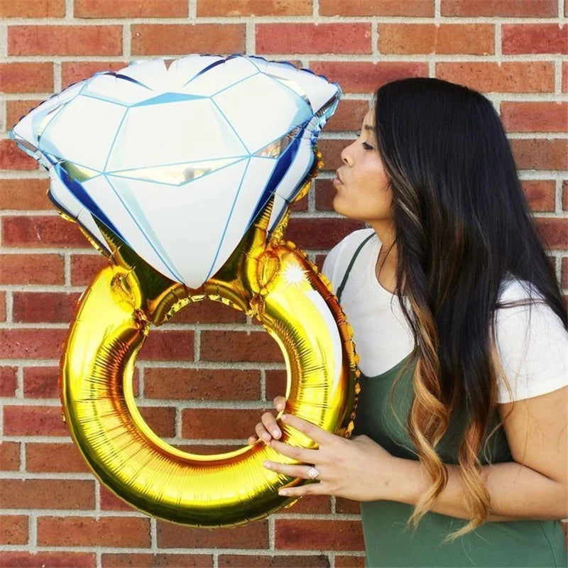 Big Gold Diamond Ring Foil Balloons Rose Gold Bride to Be Balloon Bridal Shower Wedding Engagement Valentine's Day Decoration