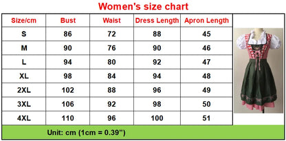 S-4XL Womens German Oktoberfest Beer Girl Costume Bavarian Traditional Beer Dirndl Dress With Apron
