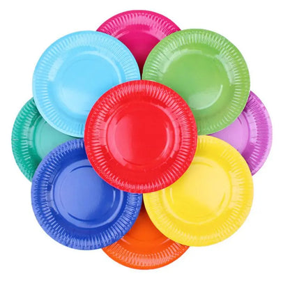 10PCS/LOT Multi-Colored Disk Disposable Plates Cake Paper Pan DIY Decoration for Kids Birthday Party Wedding Tableware Supply