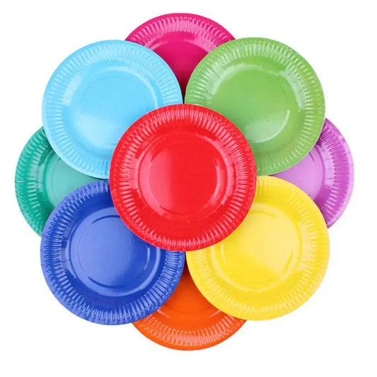 10PCS/LOT Multi-Colored Disk Disposable Plates Cake Paper Pan DIY Decoration for Kids Birthday Party Wedding Tableware Supply