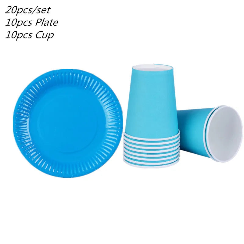10PCS/LOT Multi-Colored Disk Disposable Plates Cake Paper Pan DIY Decoration for Kids Birthday Party Wedding Tableware Supply