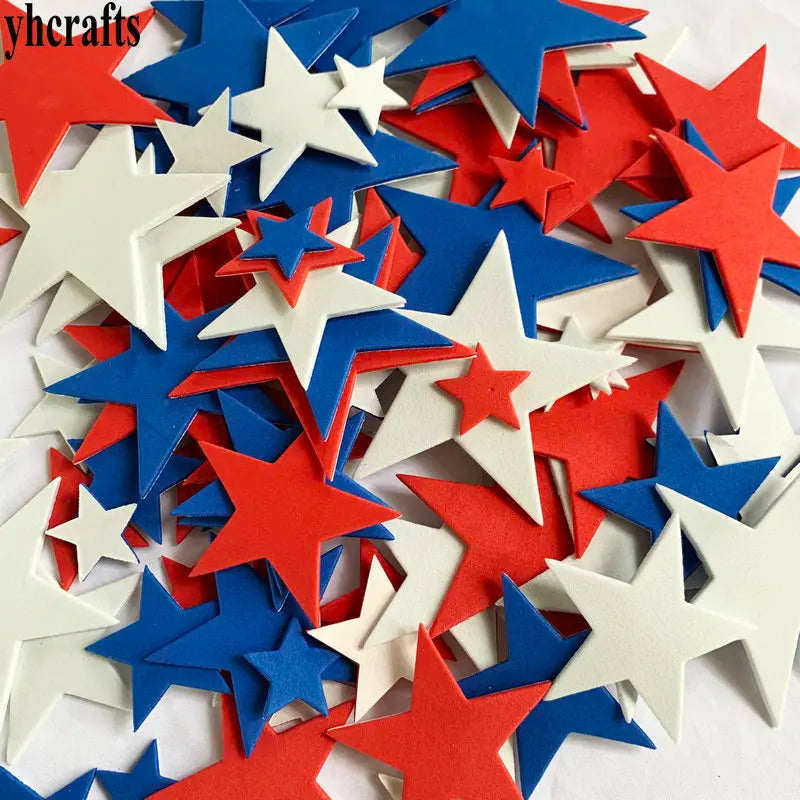 100PCS Star Foam Stickers Set Red Blue White July 4th Independence Day Holiday Craft Supplies for Fourth of July US Celebration