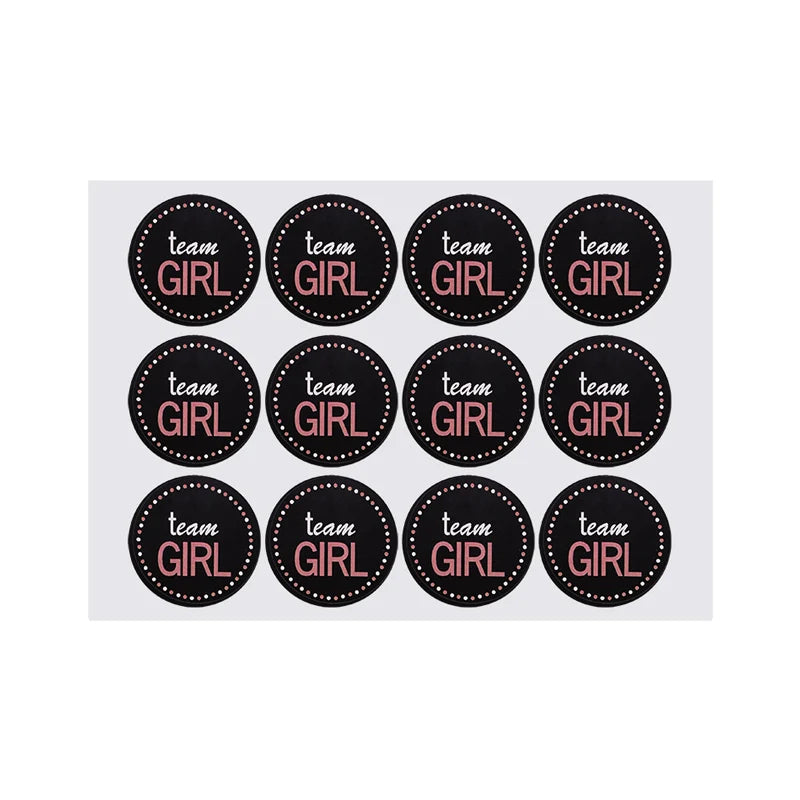 24/48pcs Team Boy Team Girl Stickers Boy or Girl Vote Sticker for Gender Reveal Party Creative Decoration Baby Shower Supplies 6