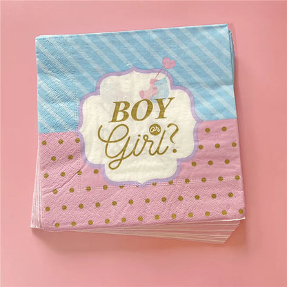 Pink Blue Boy Or Girl Gender Reveal Baby Shower Party Disposable Tableware Paper Plates Cups Decoration