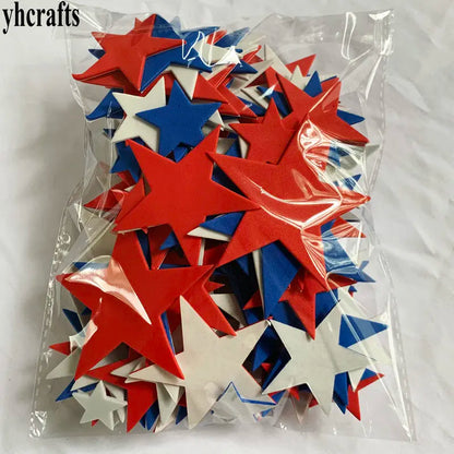 100PCS Star Foam Stickers Set Red Blue White July 4th Independence Day Holiday Craft Supplies for Fourth of July US Celebration