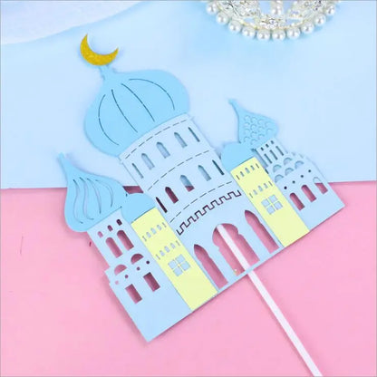 Castle Cake Topper Flags Girls Boys Windmill Prince Happy Birthday Decoration Cupcake Topper For Baby Shower Baking Supplies DIY