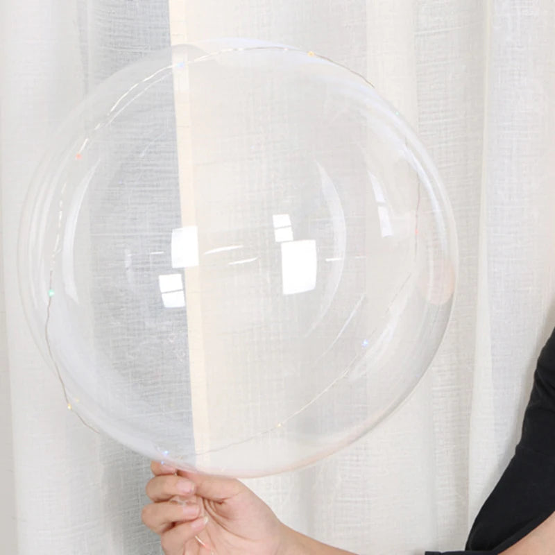 13" 18" 20" Round Transparent Traceless Bobble Ball Luminous Balloon Colorful Feather Birthday Party New Year Wedding Decoration